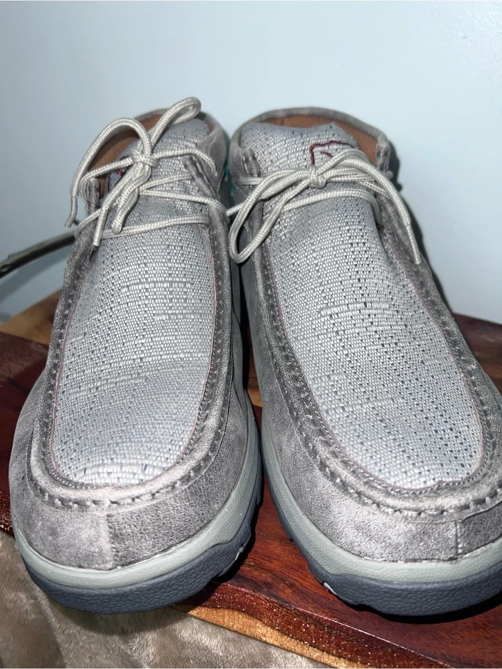 Twisted X MXC0005 Men’s 11.5 W Gray Leather Woven Driving Moc Shoes